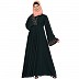 Fashionable Umbrella abaya with embroidery work -Bottle Green